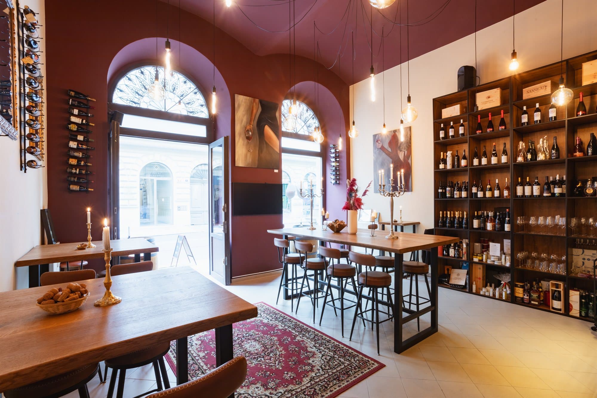 The candlelit interior of Cin Cin Wine Bar